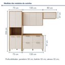 Ver imagem 3 de Cozinha Completa Modulada 4 Peças 8 Portas 4 Gavetas 100% MDF Nobre Bege/Cinamomo/Off White