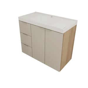 Gabinete de Banheiro com Cuba Vittare 79,6cm Estilare Gab5004 Carvalho/nude Gaveta Esquerda