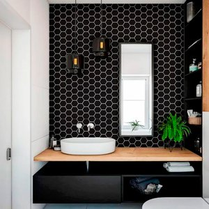Papel de Parede Lavável para Banheiro Cozinha Revestimento Brilho Pastilha Colmeia - Várias Cores - 