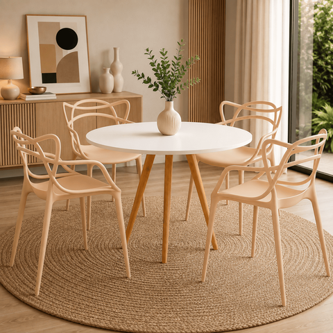 Conjunto Mesa de Jantar Redonda 70cm com 4 Cadeiras Allegra para Sala de Jantar Cozinha Área Gourmet