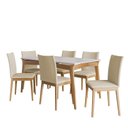 Ver imagem 1 de Conjunto de Mesa de Jantar Rubi 180x90cm com 6 Cadeiras Rubi Imbuia/branco Off/areia