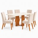 Ver imagem 2 de Conjunto Sala de Jantar Mesa Manu 160cm Tampo MDF Canto Reto 6 Cadeiras Lily