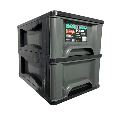 Gaveteiro Organizador 2 Gav Plasnew Resistente 1704 Cinza