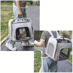 Mochila Transporte Gato Pet Cachorro Cao Animal de Estimaçao Pequeno Porte Alça Ajustavel Ombro Resi - 3