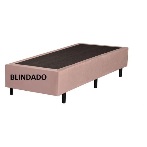 Base Box Solteiro Blindado Suede Rosé