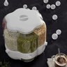 Dispenser Alimentos Cereais 6 Divisoes Giratorio 360 Graus Condimentos Tempero Feijao Arroz Cozinha - 4