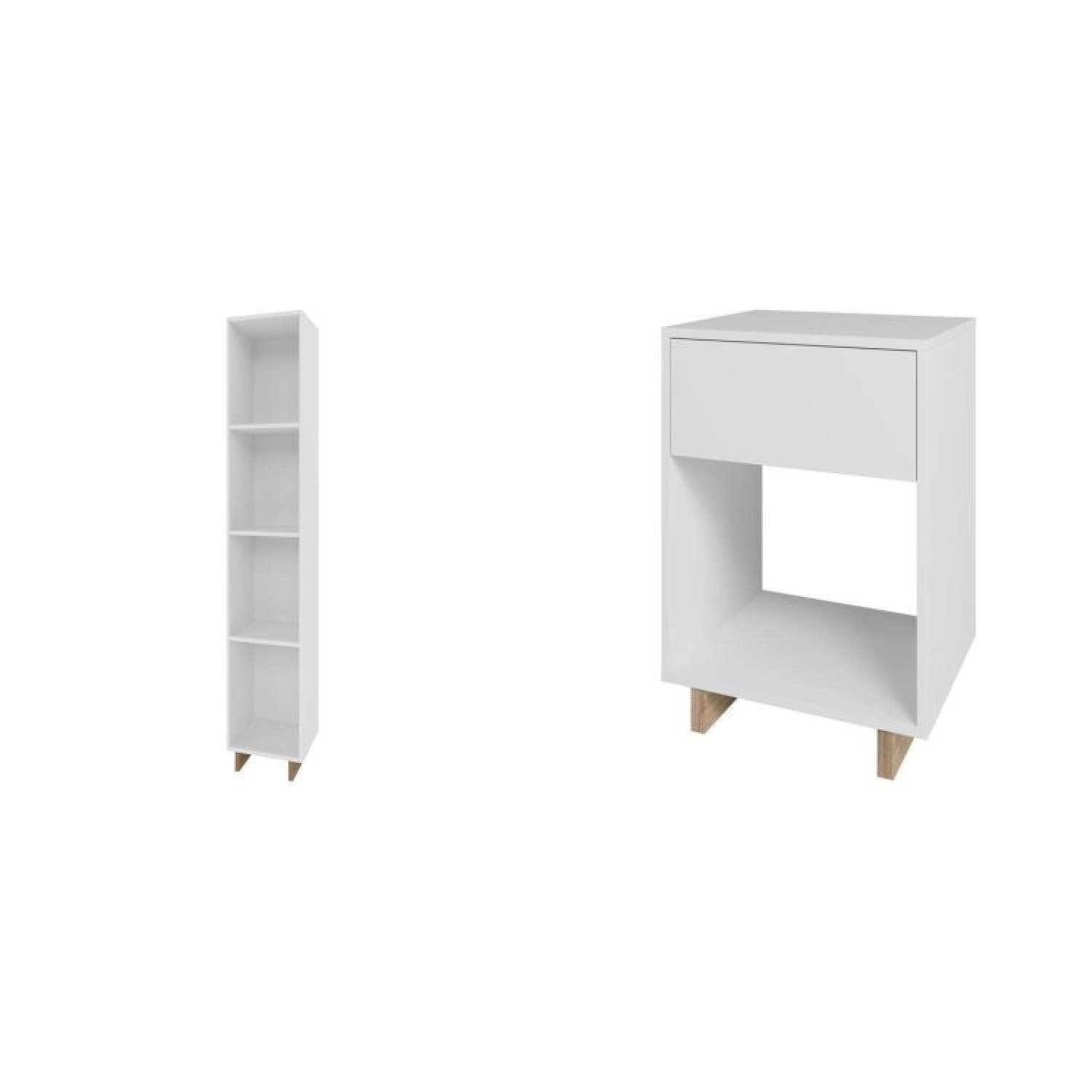 796274 Conjunto Estante com 3 Prateleiras 2 Mesas Laterais com Gavetas Nomad ...