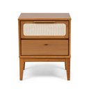 Ver imagem 5 de Mesa de Cabeceira 2 Gavetas Madeira Maciça com Telinha Rattan Viena Mel Marrom