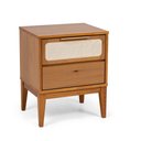 Ver imagem 3 de Mesa de Cabeceira 2 Gavetas Madeira Maciça com Telinha Rattan Viena Mel Marrom