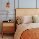 Ver imagem 2 de Mesa de Cabeceira 2 Gavetas Madeira Maciça com Telinha Rattan Viena Mel