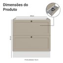 Ver imagem 2 de Balcão de Cozinha 80 cm 2 Gavetas (sem Tampo) Branco/Crema Vik Madesa