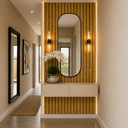 Ver imagem 2 de Aparador Suspenso 90cm com Painel Ripado MDF Decorativo Sala:Off White