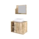 Ver imagem 2 de Conjunto Balcão C-cuba Q32 e Espelheira Soft 600 Preto Onix C-snow Carvalho