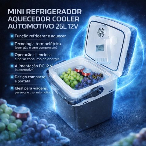 Mini Refrigerador Aquecedor Cooler Automotivo 26 Litros 12v