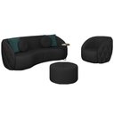 Ver imagem 1 de Conjunto Decorativo Sofá 240cm e Poltrona Clarke com Puff Round PU Preto - Gran Belo