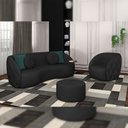 Ver mais imagens de Conjunto Decorativo Sofá 240cm e Poltrona Clarke com Puff Round PU Preto - Gran Belo