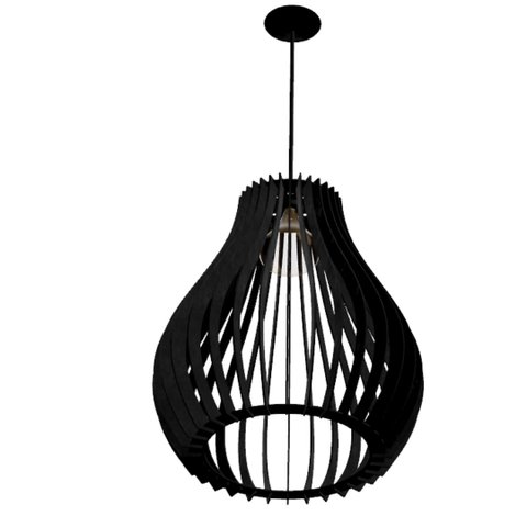 Luminária Teto tipo Pendente ANTARES MDF Completa -:Preta