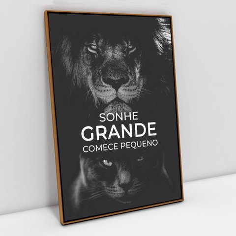 Quadro Motivacional em Telas Canvas Sonhe Grande TaColado Moldura Flutuante 4,5cm Freijó 120 x 80cm
