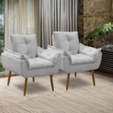 Ver imagem 7 de Kit 2 Poltronas para Sala Decorativa Opala Pés Madeira Suede Cinza Claro Império Decor