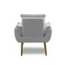 Kit 2 Poltronas para Sala Decorativa Opala Pés Madeira Suede Cinza Claro Império Decor - 6