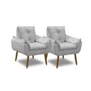 Ver imagem 1 de Kit 2 Poltronas para Sala Decorativa Opala Pés Madeira Suede Cinza Claro Império Decor