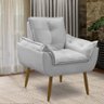 Kit 2 Poltronas para Sala Decorativa Opala Pés Madeira Suede Cinza Claro Império Decor - 8