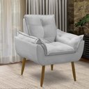 Ver mais imagens de Kit 2 Poltronas para Sala Decorativa Opala Pés Madeira Suede Cinza Claro Império Decor