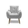Kit 2 Poltronas para Sala Decorativa Opala Pés Madeira Suede Cinza Claro Império Decor - 4