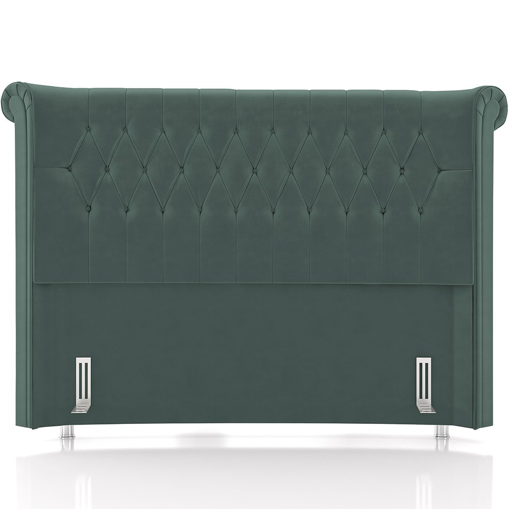 Cabeceira Cama Box Queen 160cm Estofada Meora P05 Veludo Verde Musgo - Lyam Decor - 3