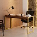 Ver imagem 1 de Mesa Escrivaninha Industrial Desk 90 Color Quarto Escritório Canela Dourado
