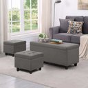 Ver imagem 1 de Kit Recamier Madri 1,60m + 2 Puff Suede Cinza - Inova Decor Inova Decorações Kit Madri