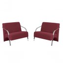 Ver imagem 1 de Kit 2 Poltronas 2 Lugares Braço Alumínio Suede Bordô