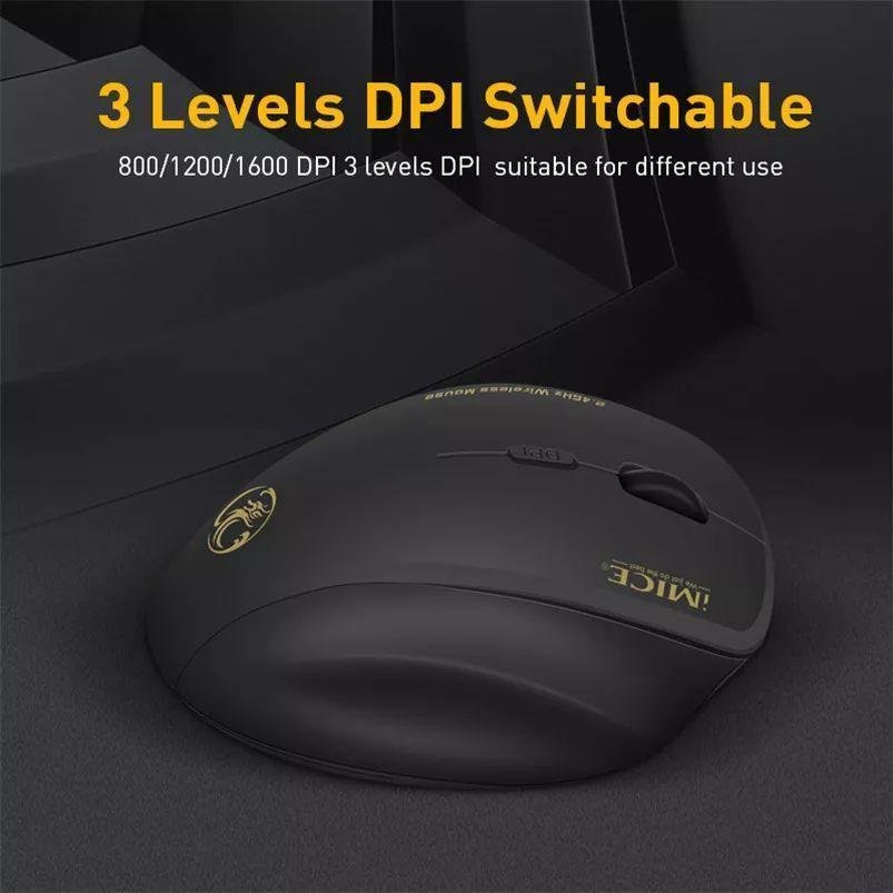 Mouse sem Fio 1600 Dpi 2,4 Ghz 6 Botões Usb Ergonômico Gamer - 6