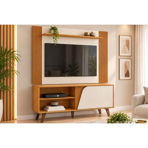 Estante Home Painel p/ TV 43 pol Iris 120cm Cedro/Bali DJ Móveis