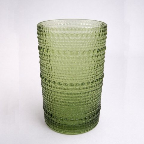Conjunto de 6 Copos de Vidro Verde com Bolhas 385ml