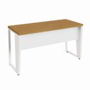 Ver imagem 4 de Escrivaninha Corporativa Retangular F5 Office Industrial sem Gavetas MDF 140cm Freijó com Branco