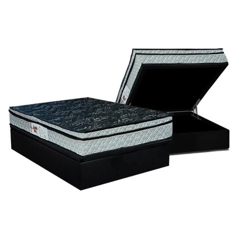 Conjunto Box Baú Casal: Colchão Espuma Paropas D28 Conforto Firme + Base Crc Suede Black (138x188)