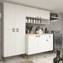 Ver imagem 3 de Armário de Cozinha Modulada Completa Compacta Balcão Madrid Branco 3 - Rosafor