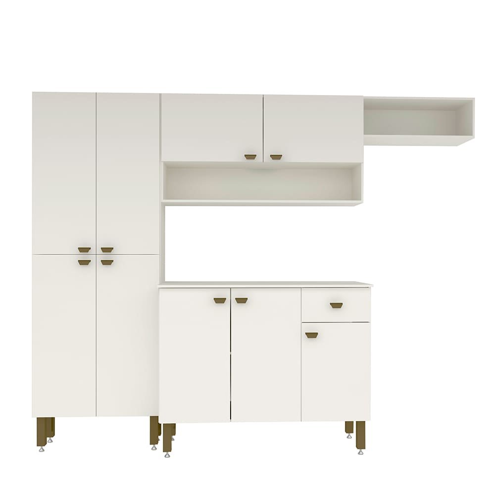 Armário de Cozinha Modulada Completa Compacta Balcão Madrid Branco 3 - Rosafor - 7