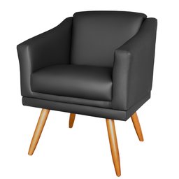 Poltrona Decorativa San Diego Pés Palito Corino Preto - 1