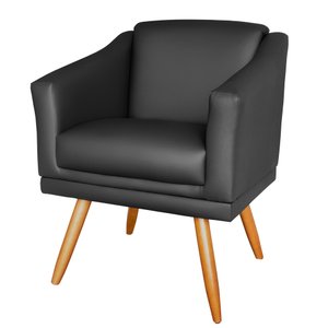 Poltrona Decorativa San Diego Pés Palito Corino Preto