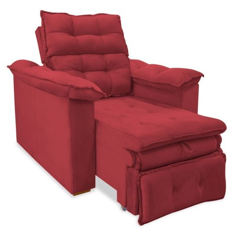 Poltrona da Vovó Reclinável Super Confortável de Veludo:Vermelho