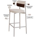 Ver imagem 7 de Kit 03 Banquetas Alta Bar Cozinha Sala de Jantar Aço Branco Kaira C01 Linho Palha Courino Whisky -