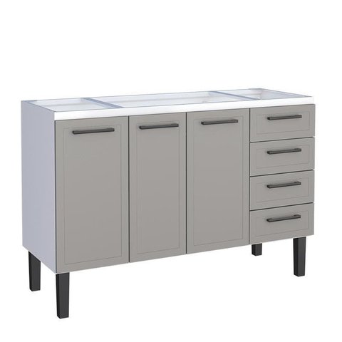 Gabinete de Aço para Pia 140cm Juno/apolo 4 Gavetas Cozimax Cinza Argila