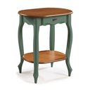 Ver imagem 1 de Aparador Oval em Madeira Maciça 1 Gaveta e Prateleira 1034 Linz Móveis - Verde Musgo/imbuia Glazer