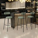 Ver imagem 2 de Kit 03 Banquetas Alta Bar Cozinha Sala De Jantar Estrutura Em Aço Milão L02 Bouclê Oliva - Lyam