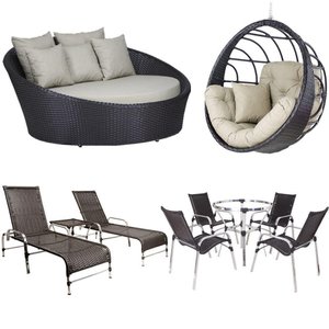 4 Cadeiras e Mesa, 2 Espreguiçadeiras, 1 Balanço e Chaise Tabaco