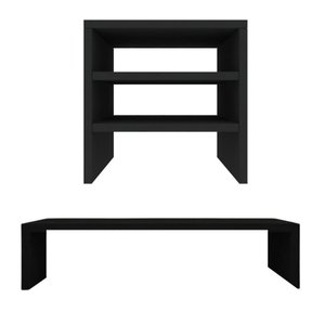 Kit Suporte de Mesa Monitor e Escaninho Organizador Preto