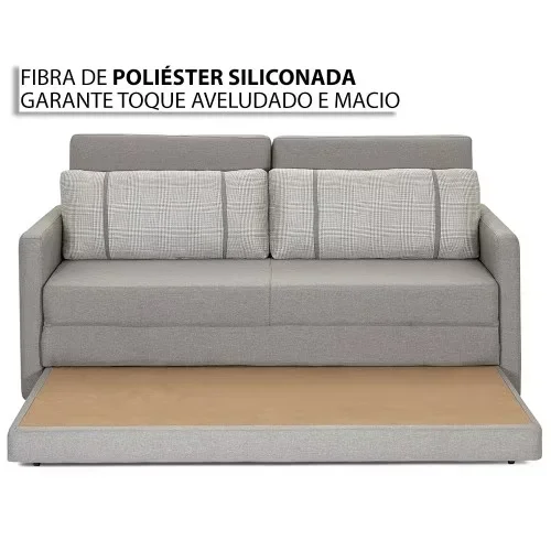 Ver imagem 3 de Sofá Cama Herval Versátil Queen 1,76m - Linho Cinza