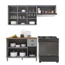 Ver imagem 3 de Cozinha Compacta Bariloche 8 Portas 2 Gavetas com Tampo e Pés 100% MDF Titânio Fosco - Indékes